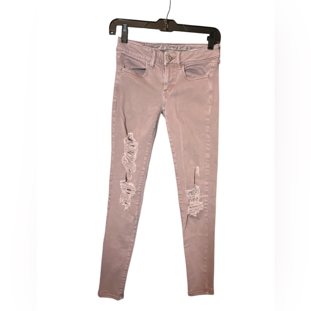 AE Super Stretch X Mid-Rise Distressed Jegging Women's Size 2 Reg Indie Sleaze
